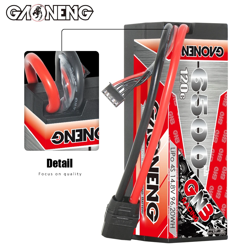 GNB GAONENG 6500MAH 4S 4S2P 14.8V 120C XT90 Cabled Hard Case RC LiPo Battery 1:8 1/8 RC Racing Car Boat Truck Truggy