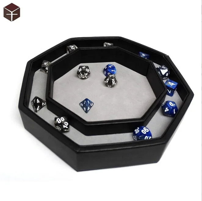 Custom logo polyhedral hollow black dragon dice tray for Playing Indoors