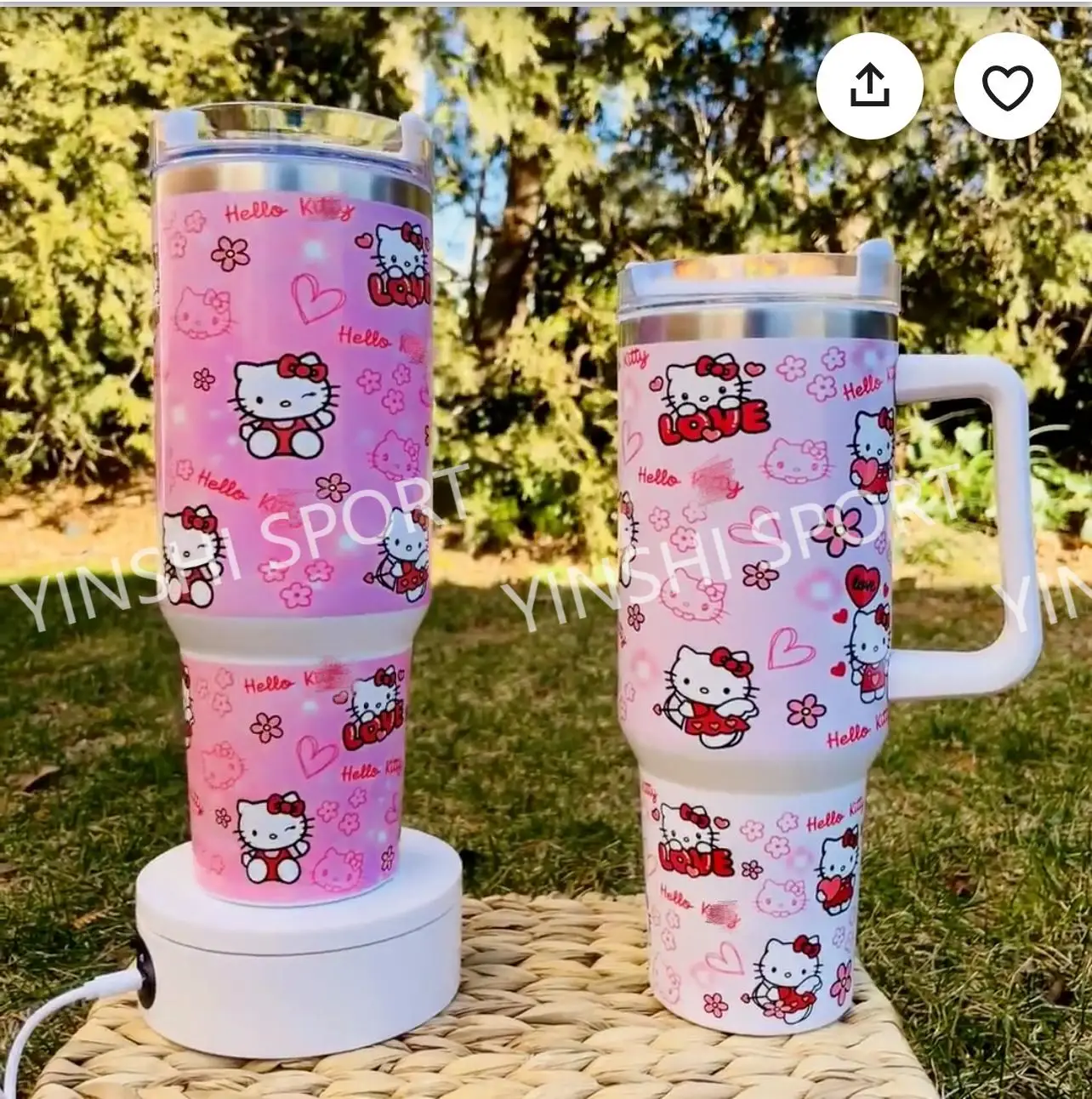 Wholesale hello cat Kit cat 30 Oz 40 Oz Stainless Steel Engraved Cartoon Thermos Cup Car Home Travel Double-layered Coffee Cup