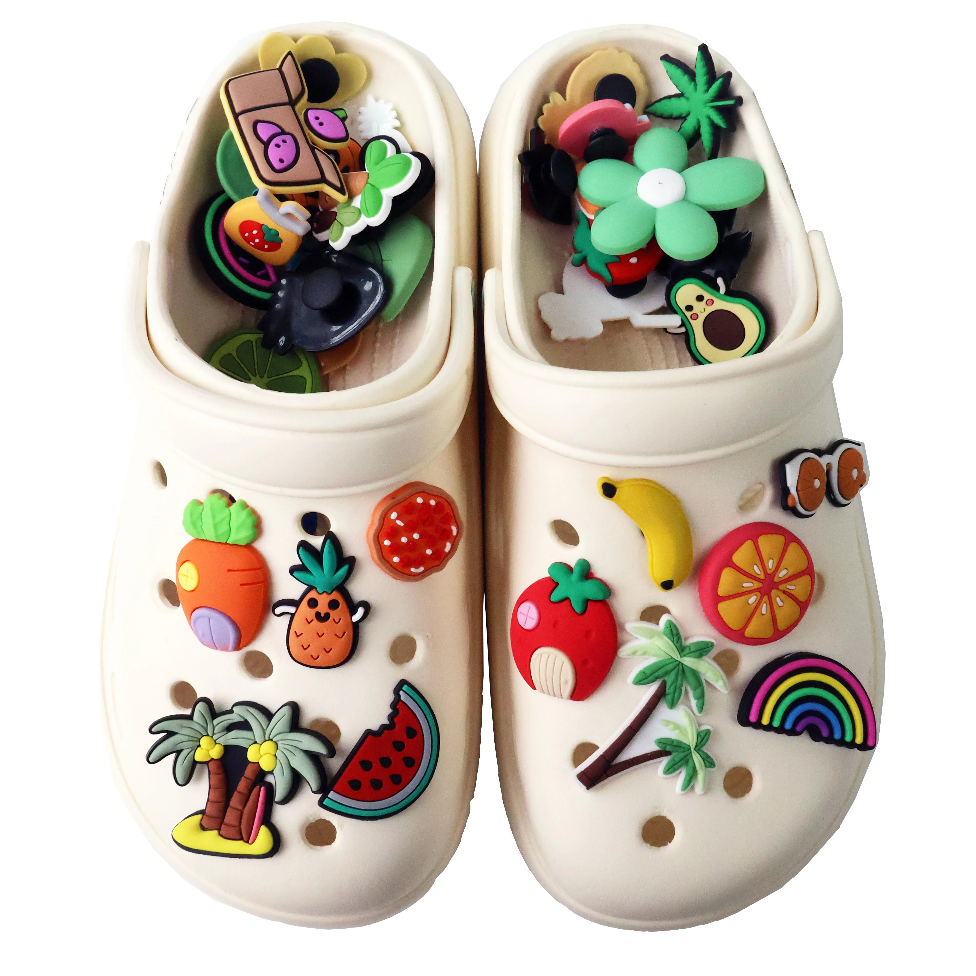 Soft PVC bag mobile phone shoes charm fruit, apple, banana, lemon, watermelon, orange, coconut shoes charm