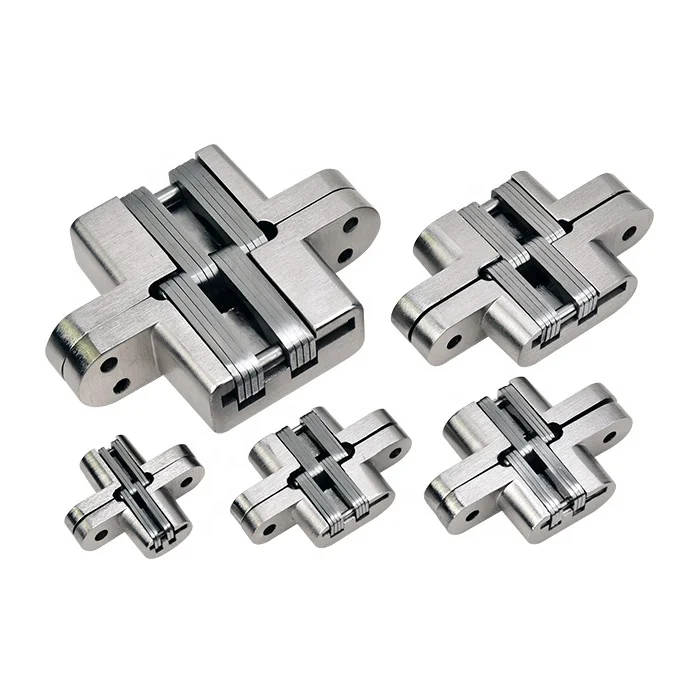SOSS Cross Door Concealed Hidden Furniture Hinges Different Sizes Adjustable Stainless Steel 180 Degree Folding Door Hinge