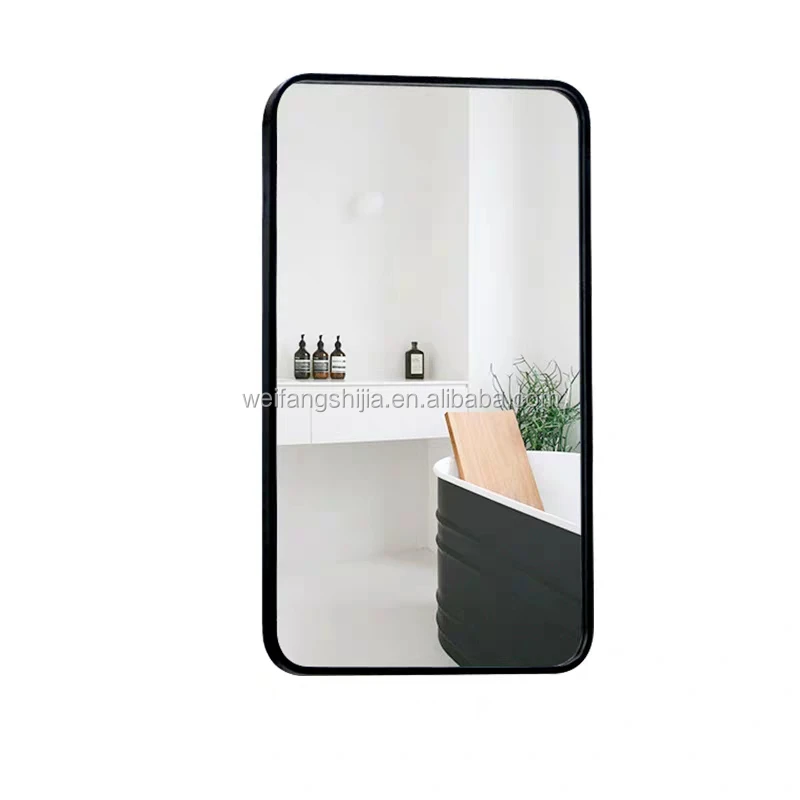 Rounded Corner rectangle 40x150 Large Hanging Wall Mirror For Bathroom Makeup Mirror with Gold Black Silver Aluminum metal frame