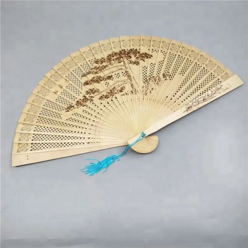 Chinese Style Handicraft Gift Incense Wood Hand Fan Sandalwood Antiquity Folding Hollow Fans Wedding Party Favors