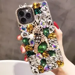 Fashion Cute Cartoon Animal Rose A10S Diamond Phone Case For Samsung S21 Ultra Note S20 A21S Glitter Jewelry Back Cover