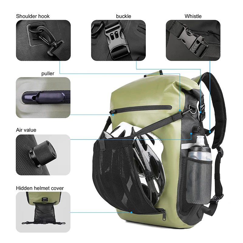 Bike Saddle Bag with Helmet Cover Cycling Backseat Rear Seat Trunk Pack Bicycle Pannier Bag Backpack