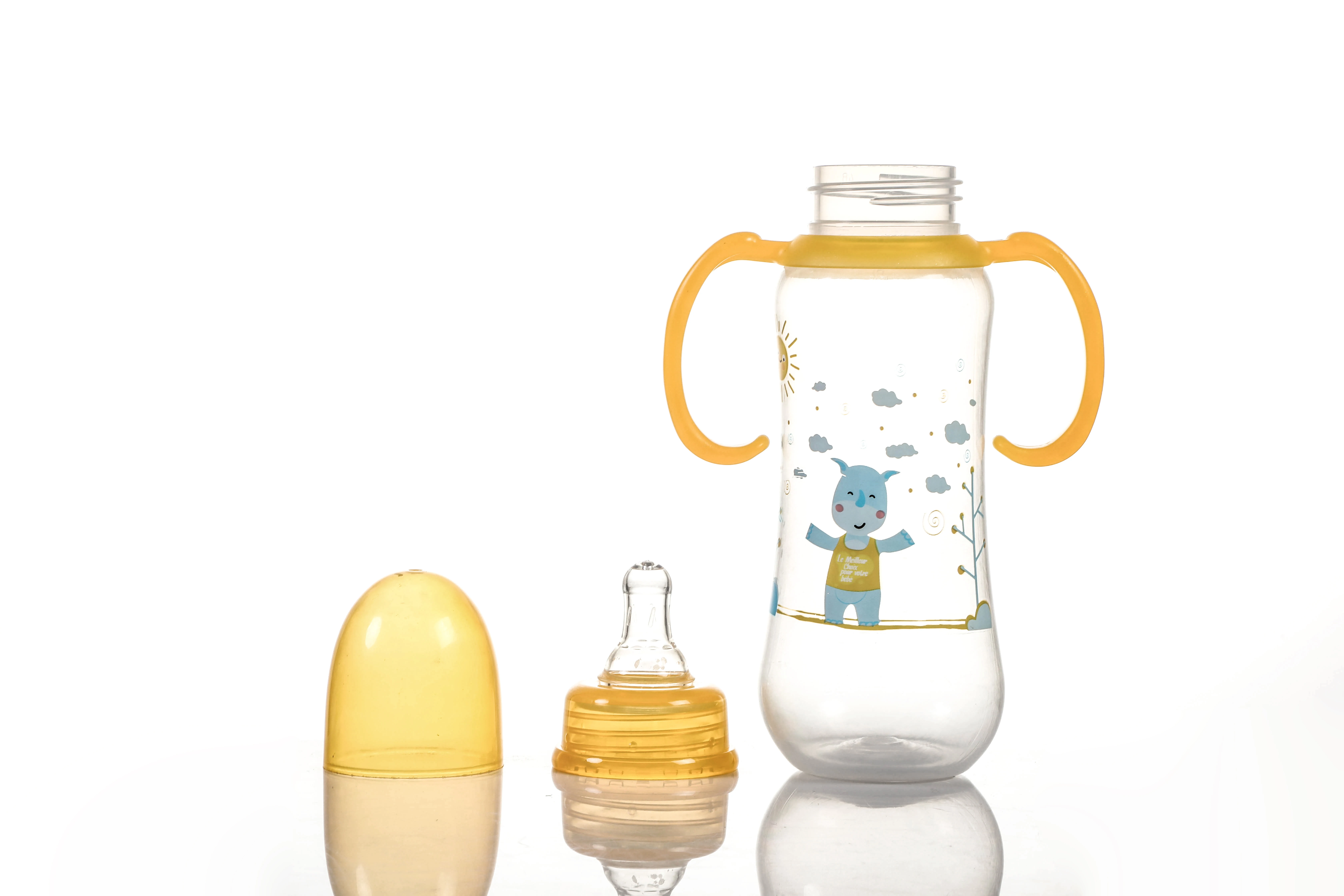 Wholesale Custom  BPA Free Food Grade PP Milk Bottle Hands Free 250ML 8OZ Silicone Nipple Baby Feeding Bottle For Drinking