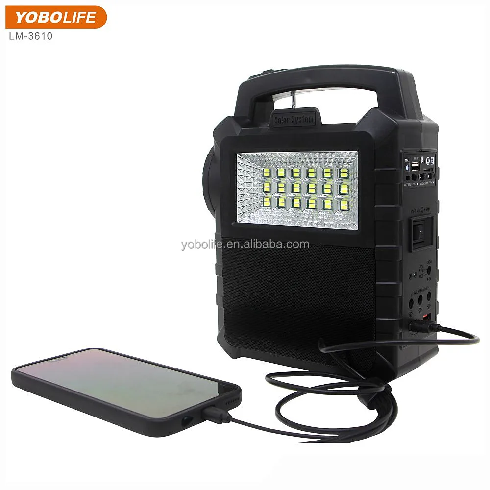 Solar Energy System kits with FM&Music Playback Output Charger 3 Bulb Solar Camping Lights Solar Home Lighting System for Africa