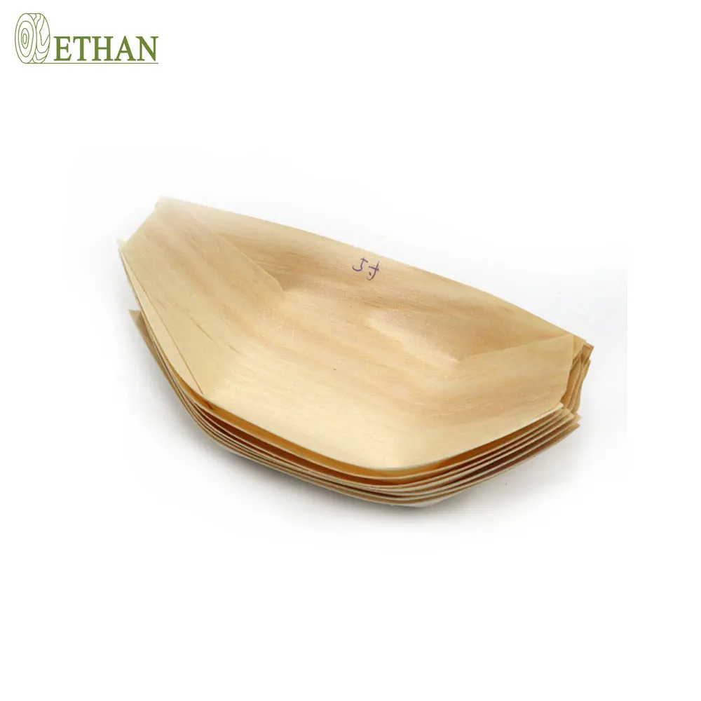Factory Direct Wholesale Disposable Green Wooden Sushi Boat Tray