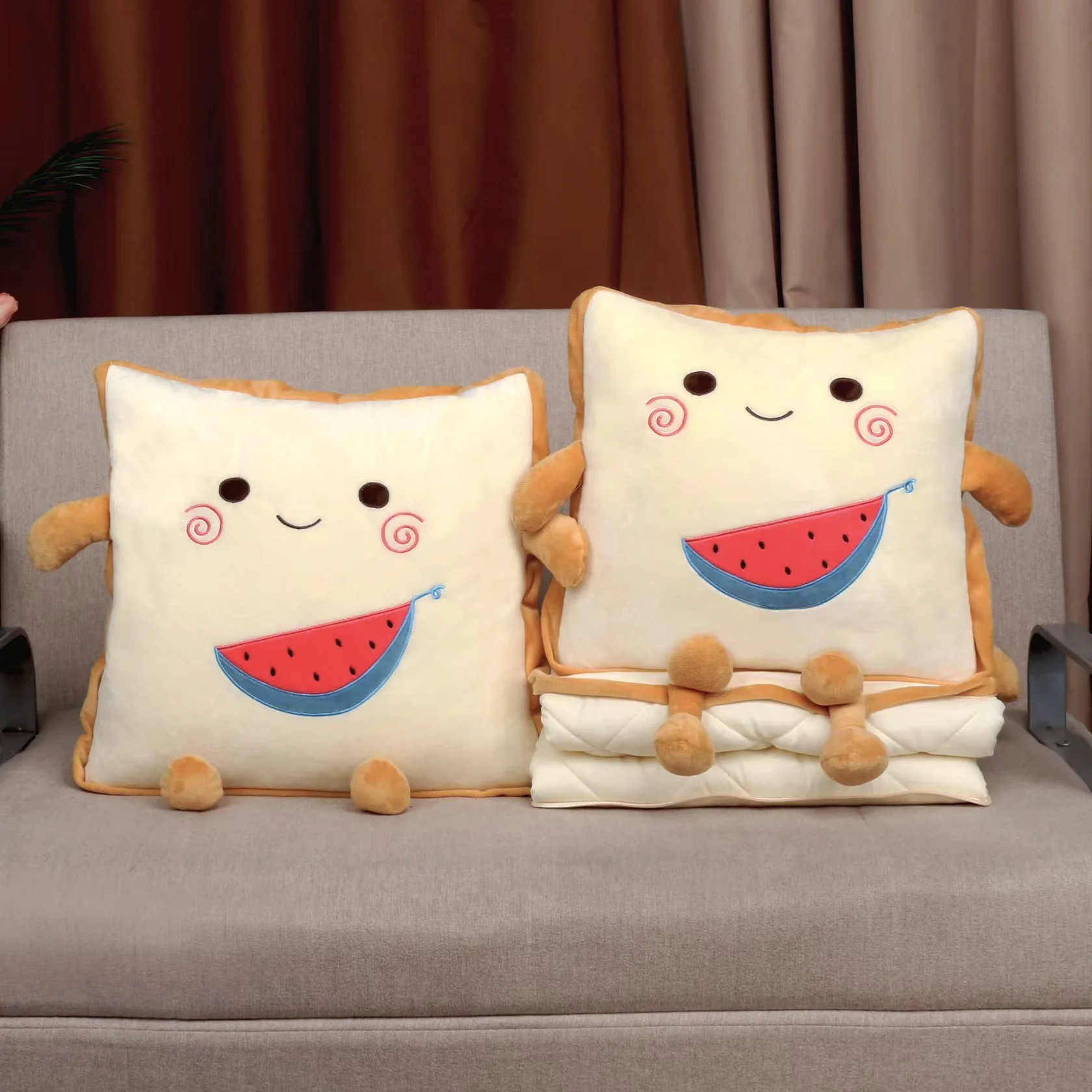 Cartoon soft pillow quilt dual-purpose blanket, cushion pillowcase backrest pillow nap pillow