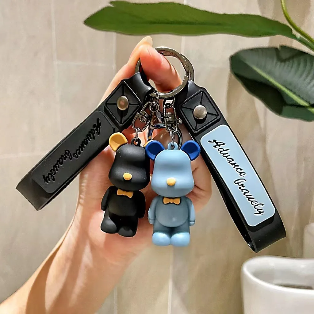 Cute PVC Rubber 3D Cartoon Bear Shape Keychain Custom Logo Soft Plastics Cute Teddy Bear Anime Keychain Accessories Gifts
