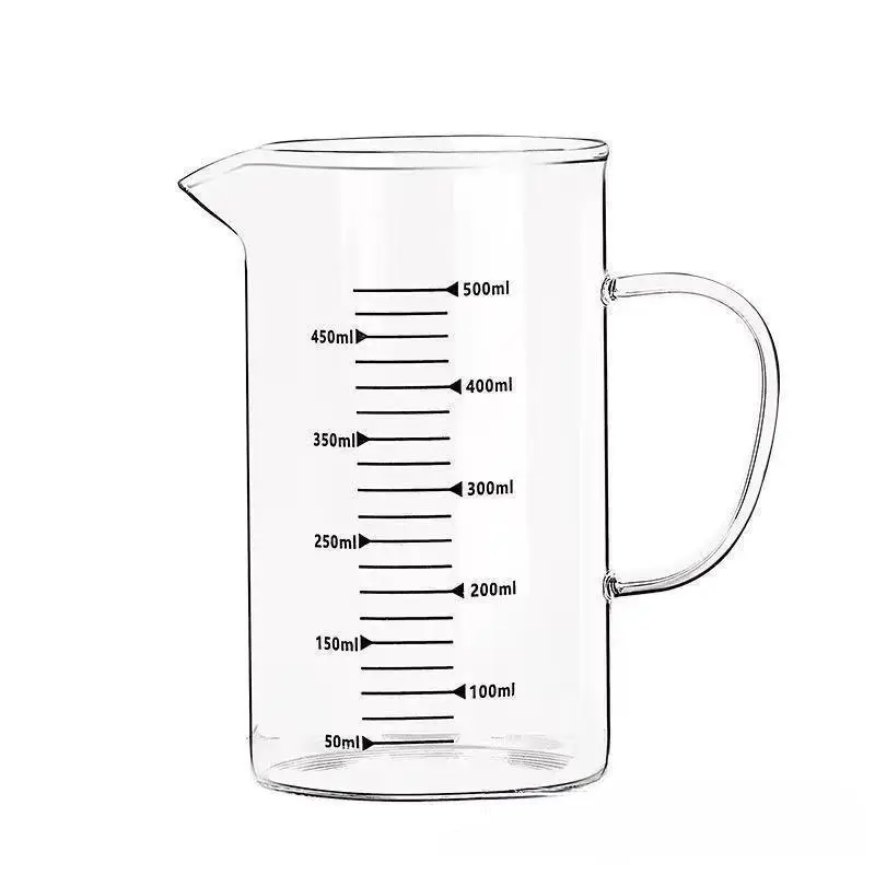 Household glass measuring cup with scale glass high temperature beaker large capacity millilitre measuring cup for milk tea shop