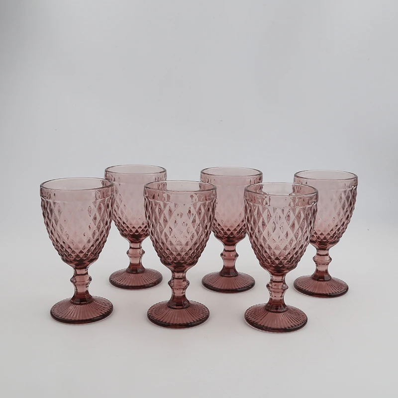 wedding drink luxury thick wine glass water cup set thick  amber brown wine glass blue for party bar