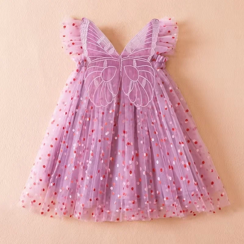 1 2 3 4 5 Year Old Fairy Wings Frock Designs Baby Butterfly Gowns Kids Clothing Toddler Girl Party Dress Tulle Baby Girl Dresses