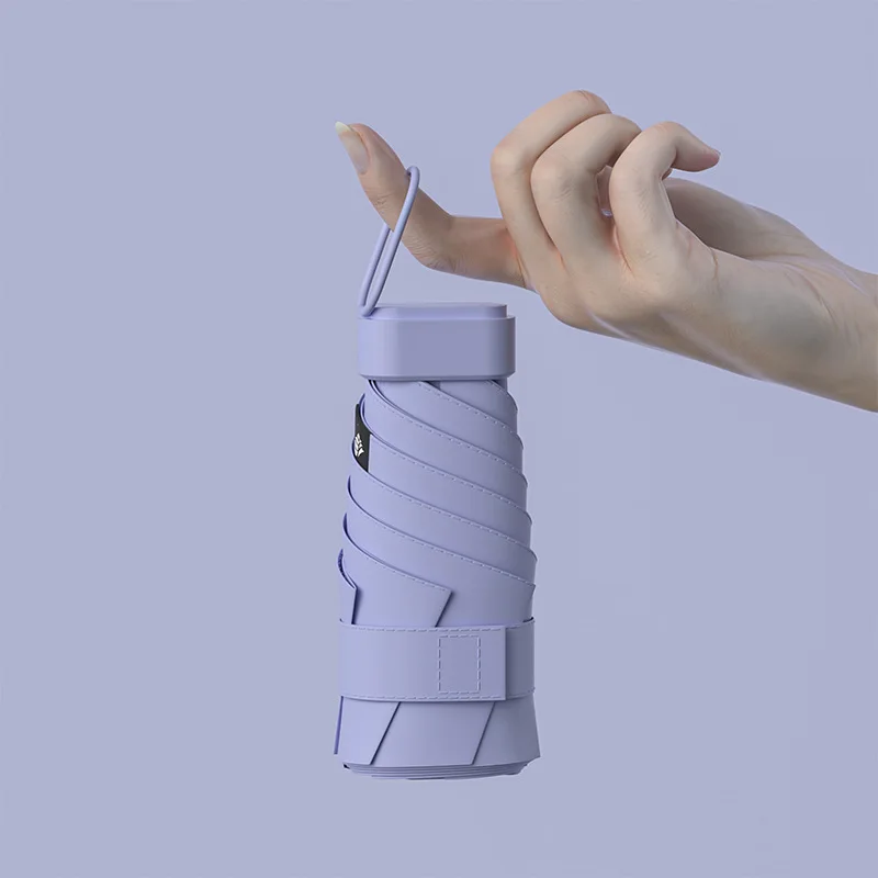 UV protection umbrellas with leather zipper bag , custom 6 folding Sunny umbrella with logo for girls