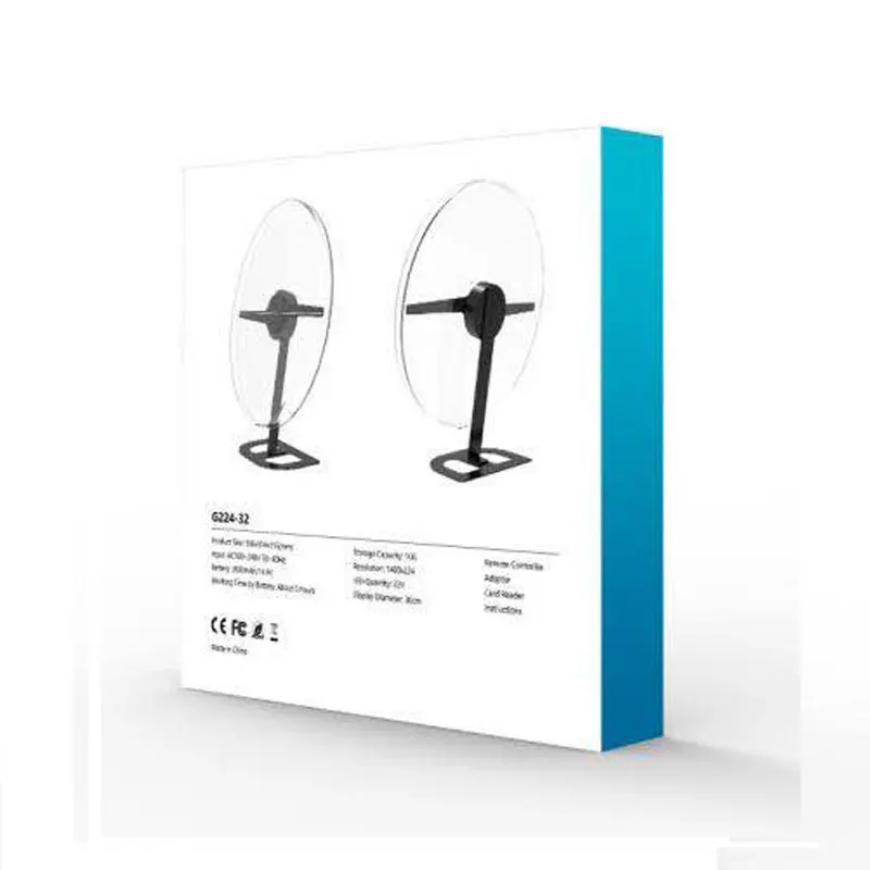 Naked eye 3D holographic AR advertising machine,32CM desktop hologram led fan
