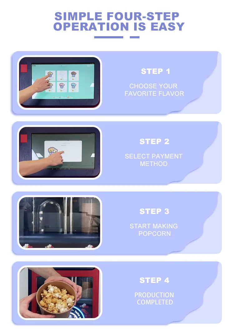 Automatic popcorn machine support multi-language professional commercial vending machine 7 flavours