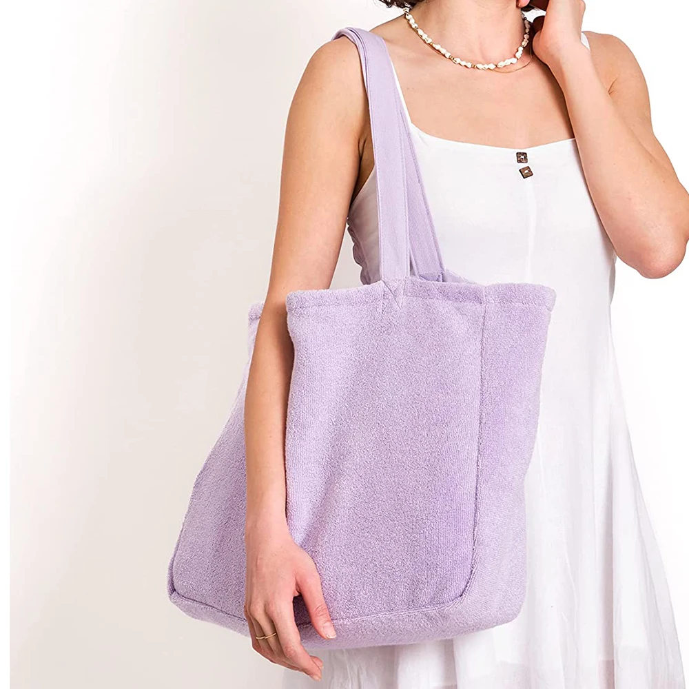 reversible totes Handbag Terry Towel bag Beach bag Large Capacity Custom Logo terry cloth toweling tote bag