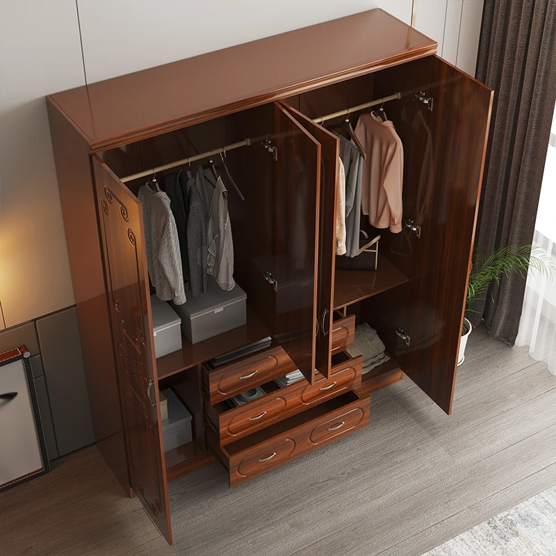hot sale wooden cloth wardrobe with mirror 4 doors storage bedroom wardrobe closet 400 mm weigh plastic wardrobes