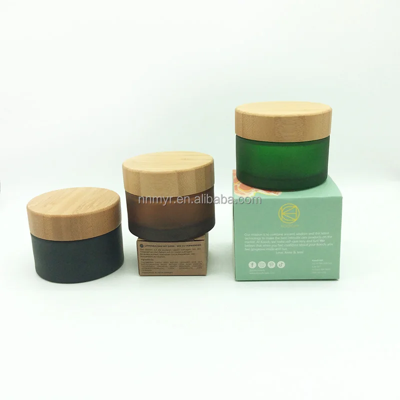 30g tawny glass, bamboo and wood covered cream jars sample travel separate bottle facial mask face cream bottle, wholesale