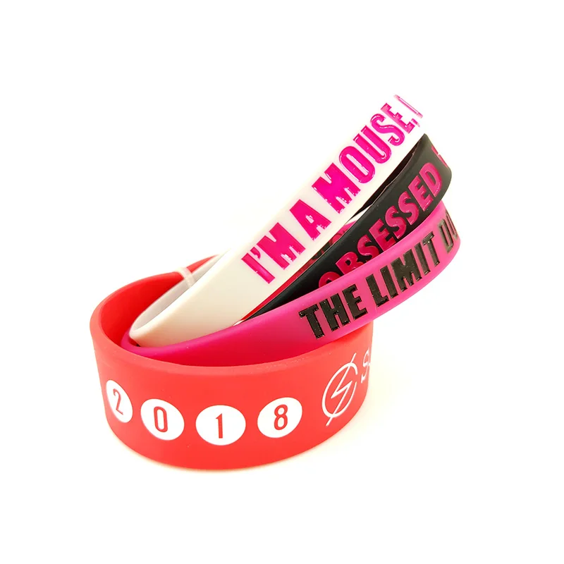 
Printed Engraved Custom Bracelet Plastic Silicone Rubber Silicone Wristband Debossed 