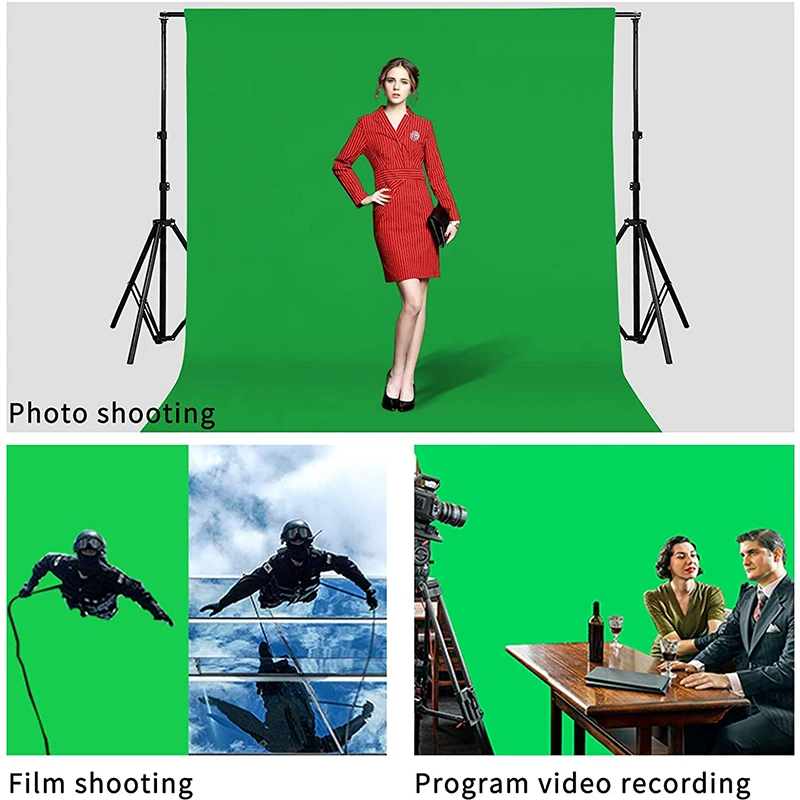 Green Screen Backdrop Polyester Fabric Collapsible Backdrop Background with 4 Backdrop Photography Video Studio and Television