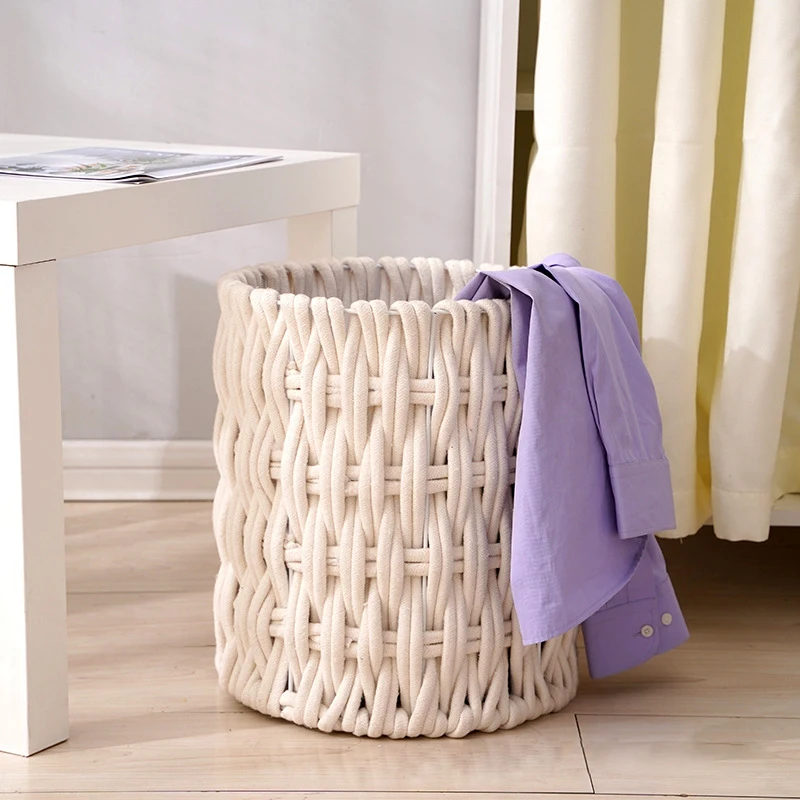 thick rope basket cotton thread  natural  baby laundry woven cotton cord basket