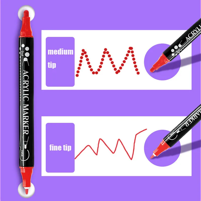 Meihui Acrylic Paint Pens 36 Colors OEM ODM Dual Tip Acrylic Paint Marker for Rock Fabric Wood Glass Egg Painting