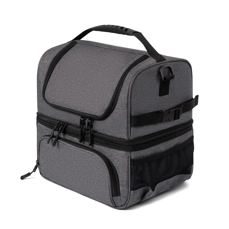 Two compartment adults leakproof cooler insulation bag travel picnic school insulated thermal lunch bag for food