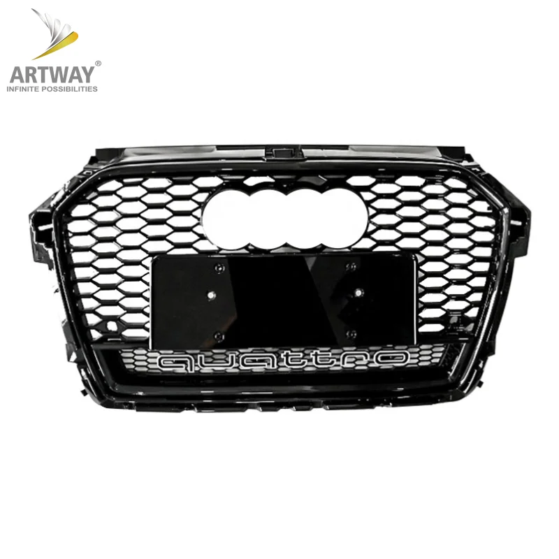 RS1 стиль передний бампер решетка для Audi A1 S1 глянцевый черный гриль 2016-2018 ABS honeycomb