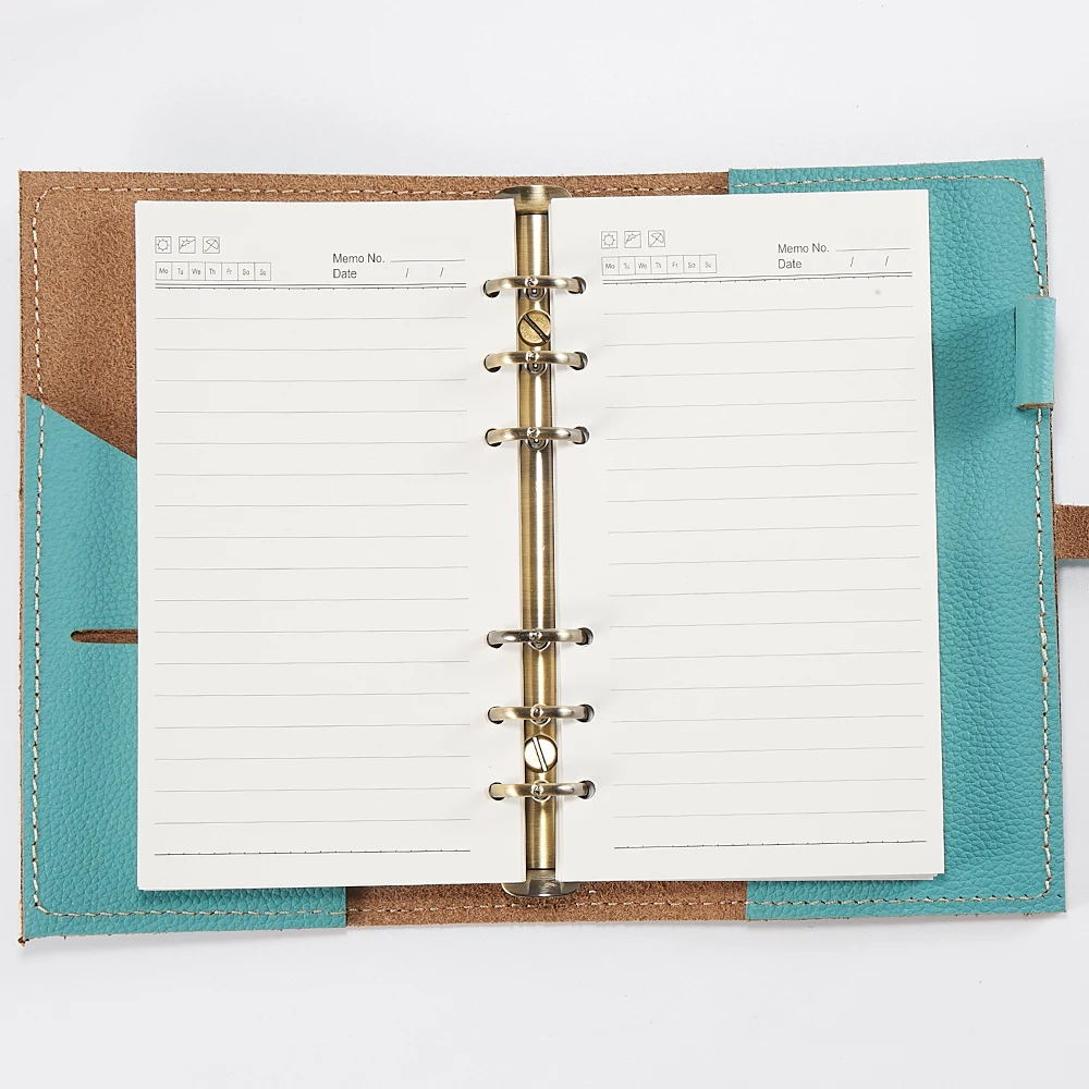 New Fashion Handmade Genuine Leather Notebook in Size A6 Journal Gift Set wtih 100gsm refills