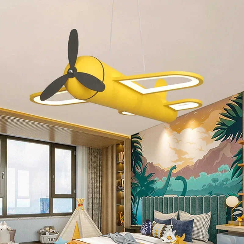 Creative Simple High-end Children Lamp Bedroom Room Decor Kindergarten Cartoon Iron Butterfly-shaped Airplane Chandelier