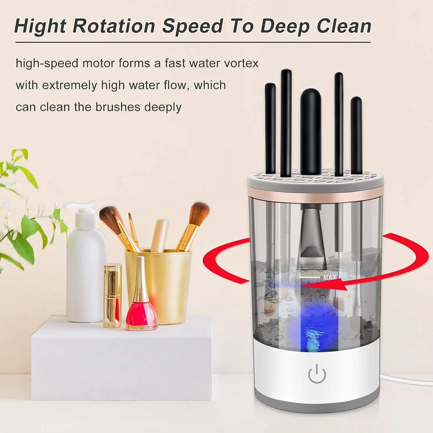 2024 Portable New Electric Makeup Brush Cleaner Automatic Brush Washer Quick-drying Tool