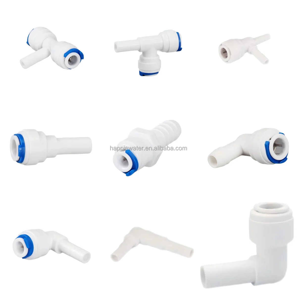 White Plastic Food-Grade POM Material Quick Connector Water Fitting 1/4 3/8 1/2 5/16 12 mm for Water Purifier & Filter