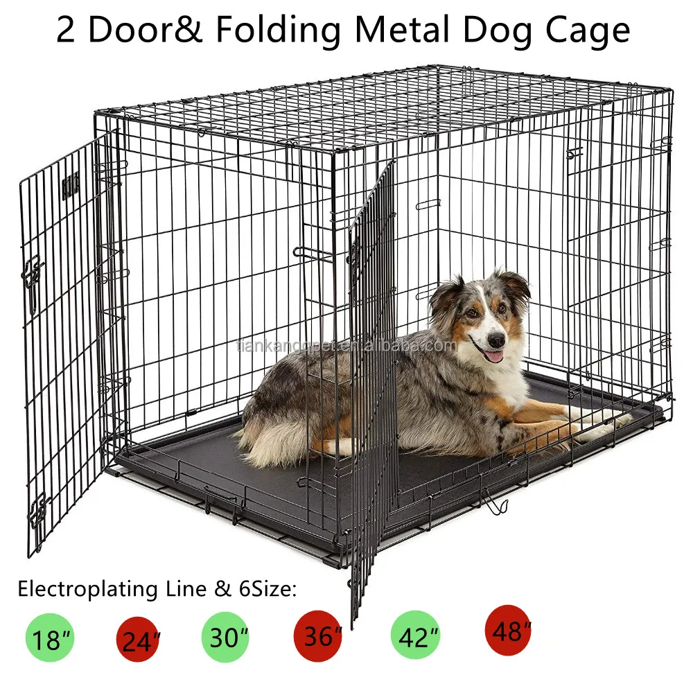 Hot Sales Multiple Sizes 2 Door Folding Metal Dog Cage or Pet Crate Iron Kennel with Tray Cats Dogs Crate Hom