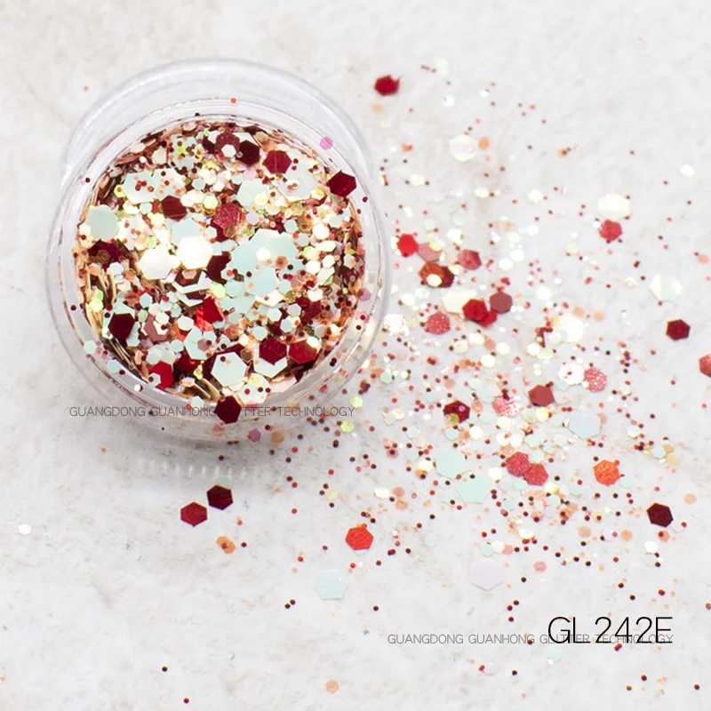 New Arrival Chunky Mixed Winter Glitter Powder Box Set Low MOQ Nail Art PET Glitter Scene Decoration Hot Sale  Hexagonal Sequin