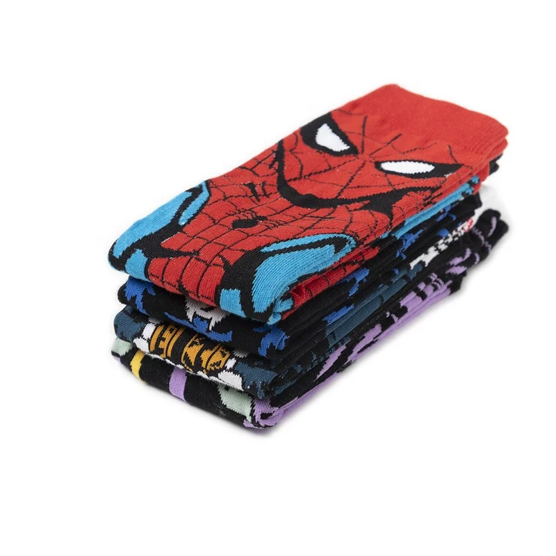 Amazon hotsale fashion Venom Spiderman comics cotton cute teen boys tube cartoon socks