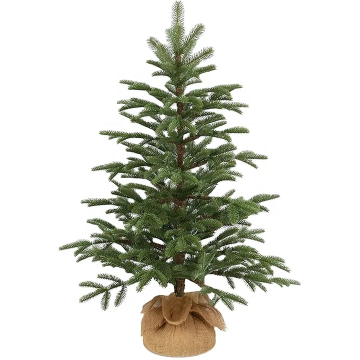 90CM Feel Real Touch Artificial Christmas Tree, Green Full PE Miniature Christmas Tree