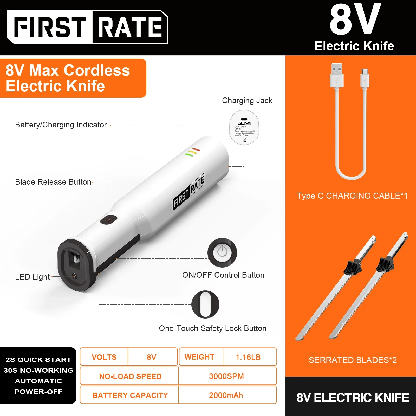 New Fashion Innovative Rechargeable electric cordless knife for carving meats