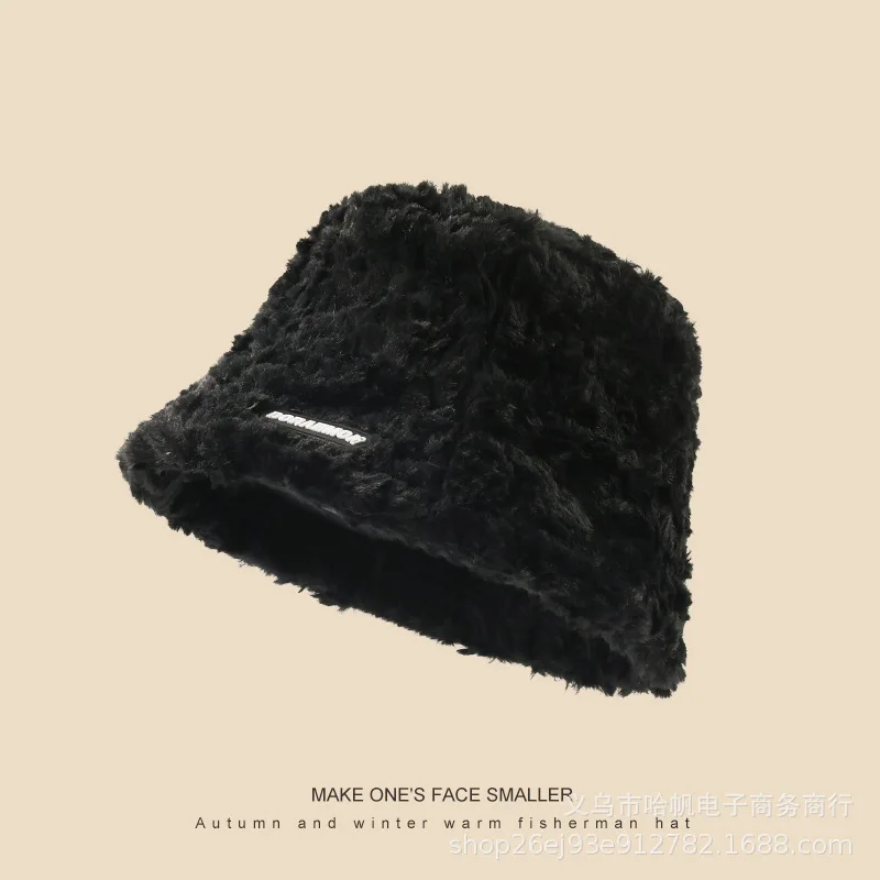 2024 Women Winter Plush Bucket Hat Warm Solid Color Faux Fur Fisherman Cap designer winter hats