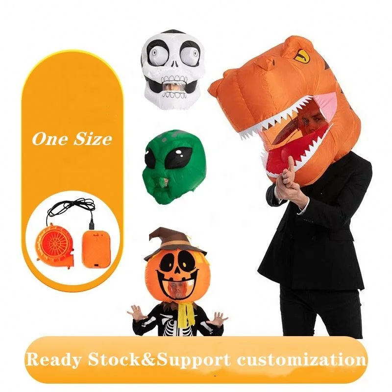 2025 Hot Design Animal Cosplay Shaking Head Headgear Inflatable Suit Ghost Dinosaur Inflatable Costume For Adult