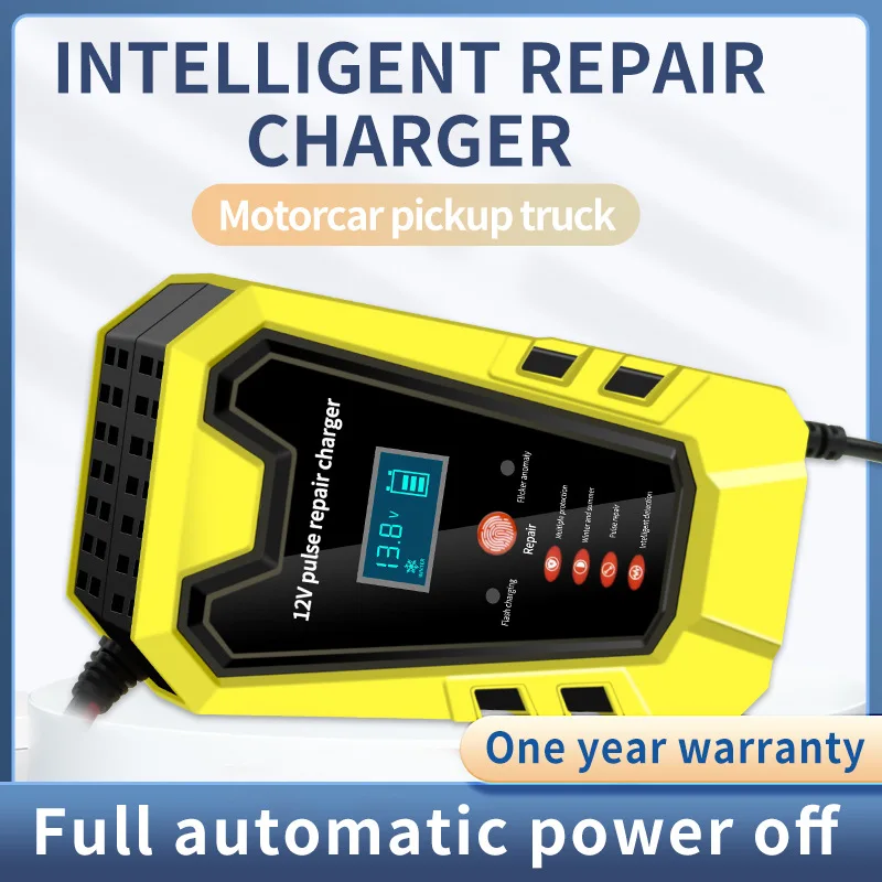 2023 Newest Pulse Repair Automatic Car Battery Charger 12V 6A AC-110-230V Chargers Auto Motorcycle Wet Dry Lead Acid AGM