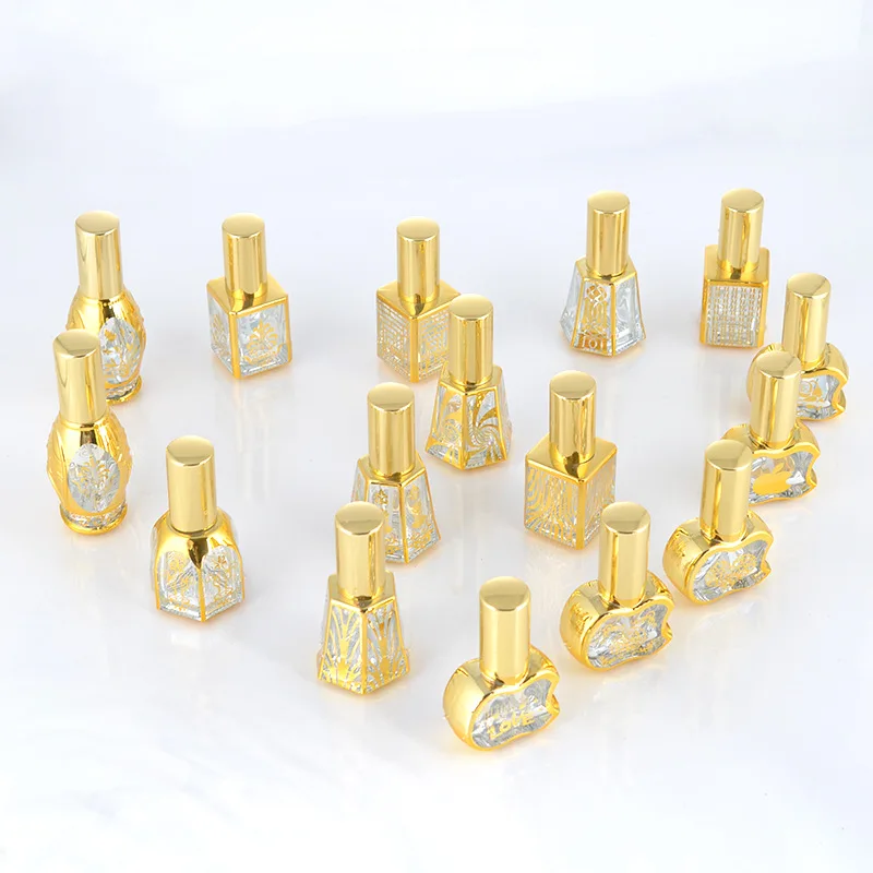 luxury Empty mini glass arabic perfume bottle golden arabic 10ml