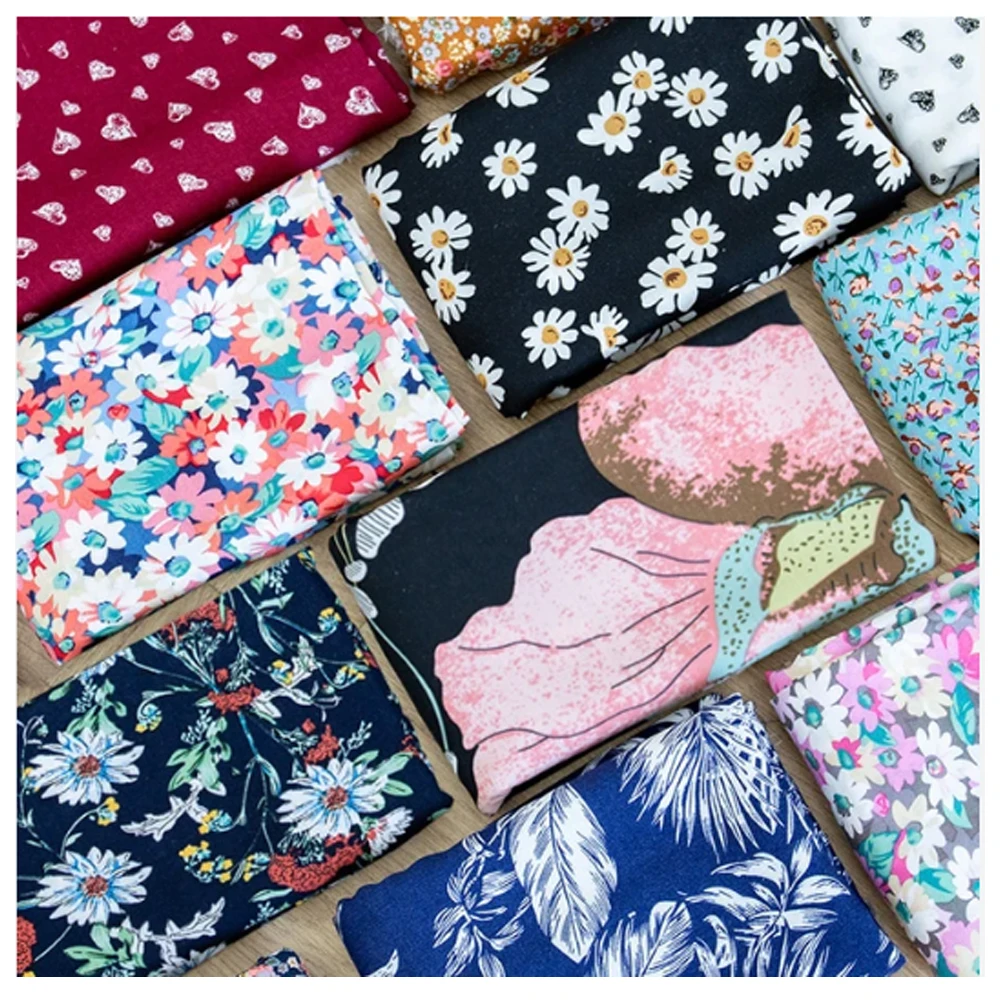 Custom Wholesale Soft Floral  Printed Pattern Viscose Fabric Rayon Cotton Fabric For Sewing Spring Summer Dress