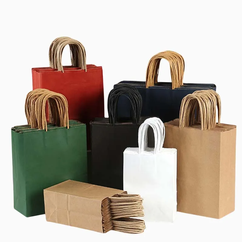 Large Cardboard Packaging Box Flowers Baking Gift square Paper Bag With Rope Handle Blank Paper