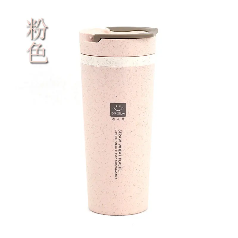 New Wholesale Heat Resistant 300/500ml Biodegradable Bpa Free Plastic Mug Wheat Straw Fiber Portable Water Bottle Cups