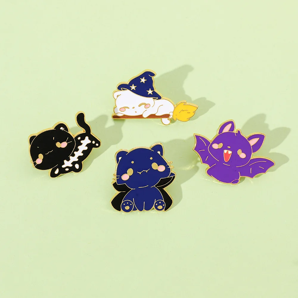 RTS Wholesale Factory Direct sales Low moq cute animals Black Cat Panda enamel pin for clothes metal craft Holiday gift trinkets