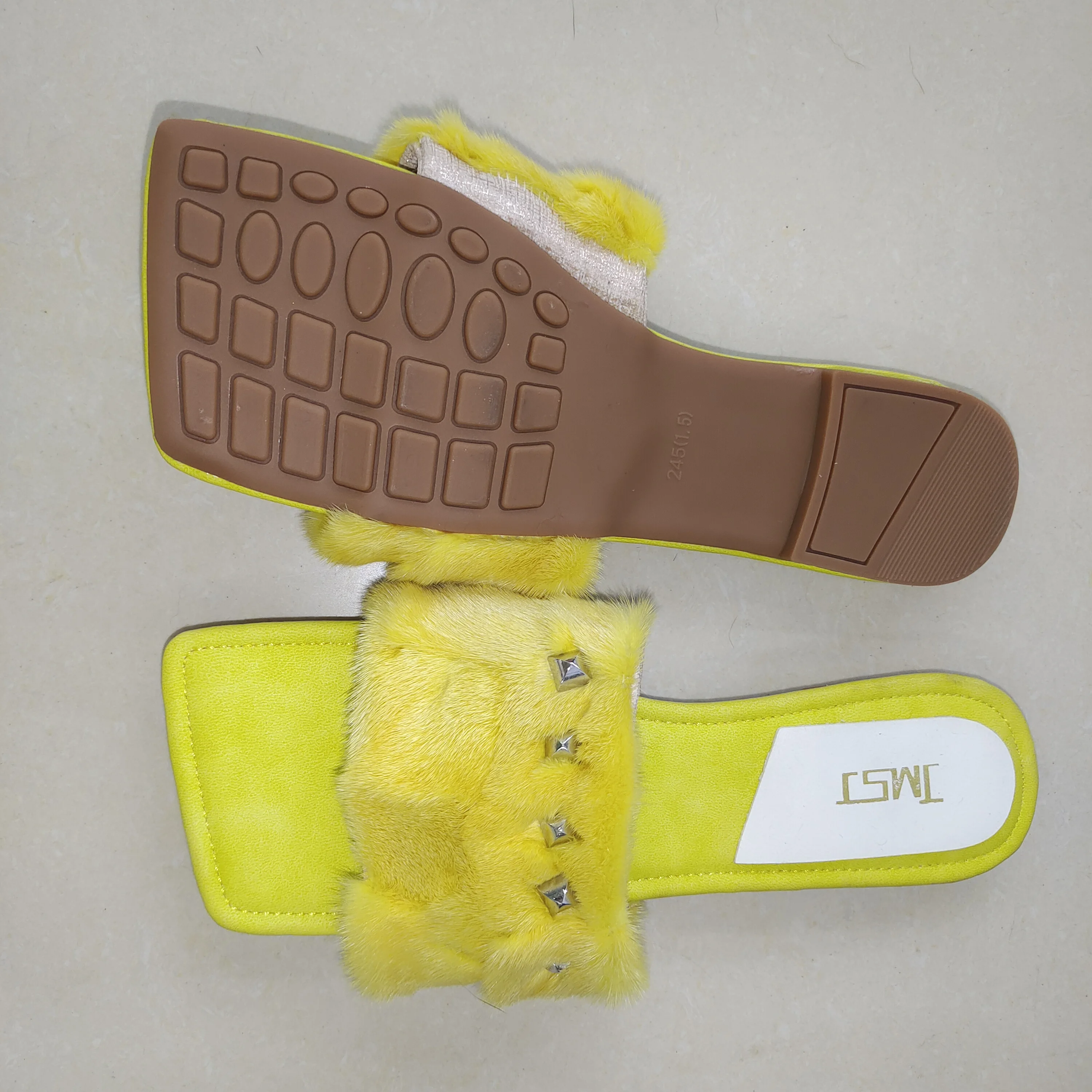 2023 fur slides for women wholesale mink fur slippers custom summer wedge slippers