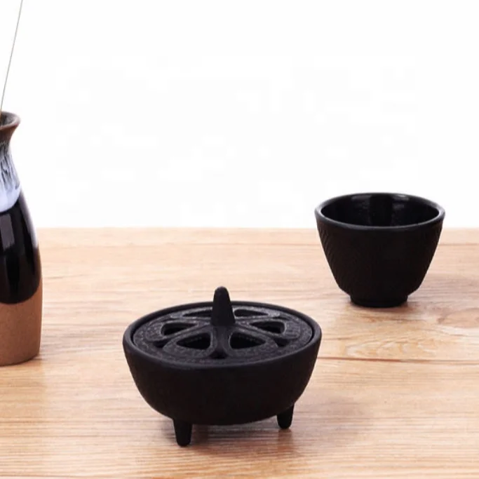 Home Aromatherapy Cast iron incense burner Lotus Lid Wax Melts Warmer Cone Incense Holder