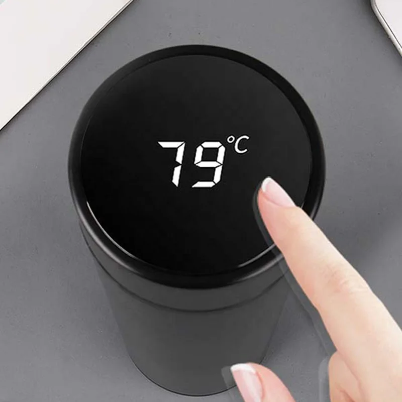 
Hot Sale 450ml LCD Temperature Display Water Bottle With Thermometer, Double Wall Stainless Steel Thermos Vacuum Flasks 