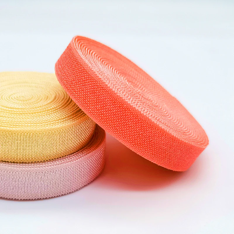 Shantou Factory Shiny Plain Elastic Good Quality Woven Nylon Bias Binding Tape Women Lingerie Waistband Not Folding Strap OEM